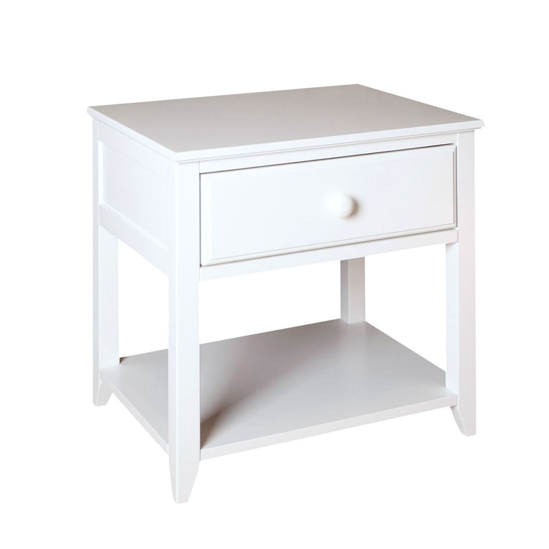 180001-002 : Nightstand Nightstand with Drawer and Shelf, White