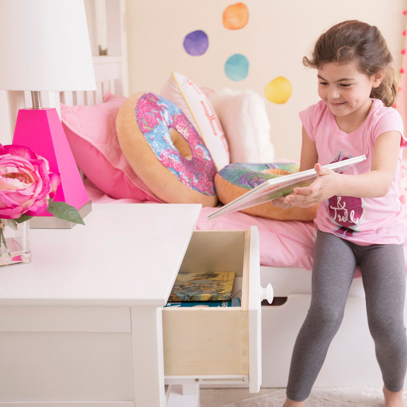 180001-002 : Nightstand Nightstand with Drawer and Shelf, White