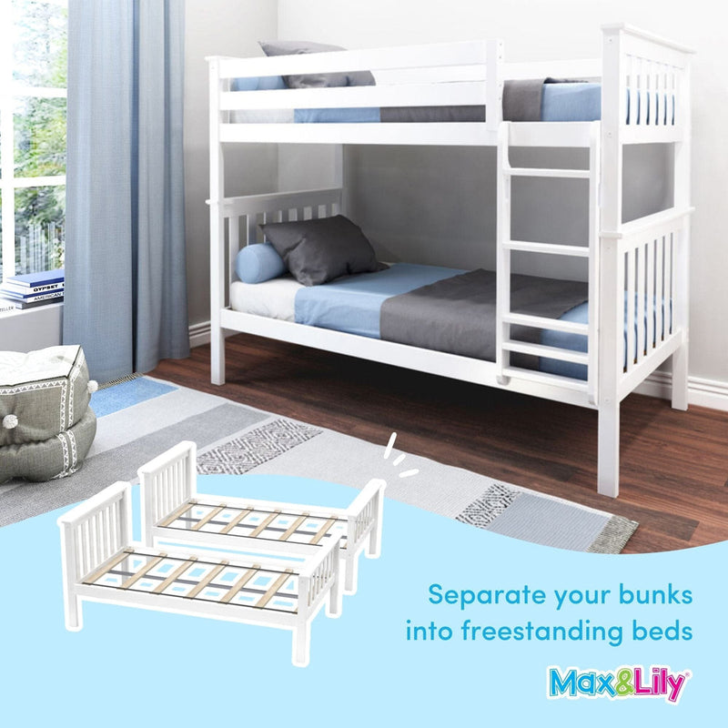 180201-002 : Bunk Beds Twin Over Twin Bunk Bed, White