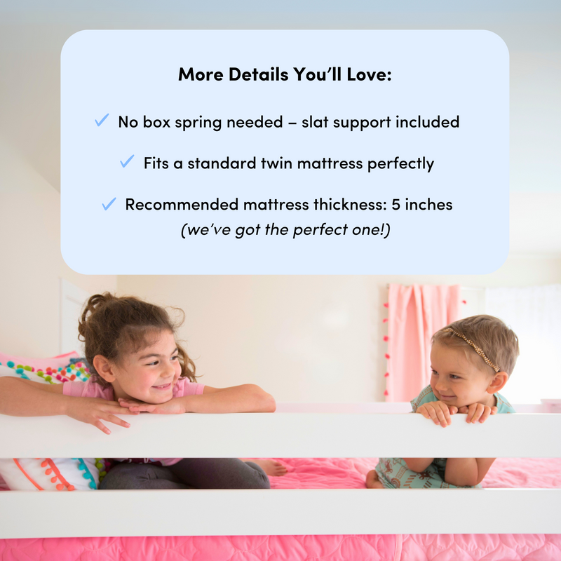 185220-002 : Bunk Beds Twin Over Twin Low Bunk Bed With Staircase, White