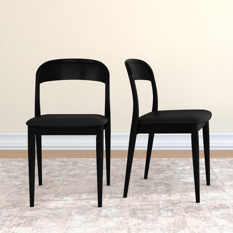 2020390200-440 : Dining Chair Loar Upholstered Dining Chair (2 pack), Black/Black PU Leather (ST-04)