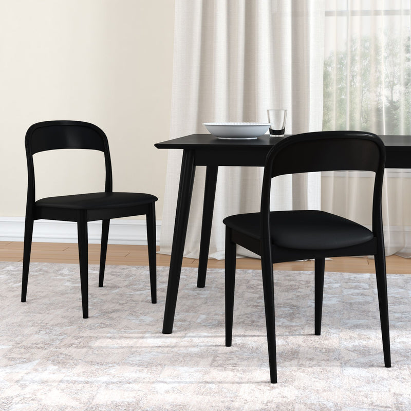 2020390200-440 : Dining Chair Loar Upholstered Dining Chair (2 pack), Black/Black PU Leather (ST-04)
