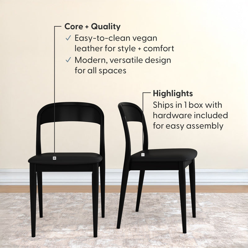 2020390200-440 : Dining Chair Loar Upholstered Dining Chair (2 pack), Black/Black PU Leather (ST-04)