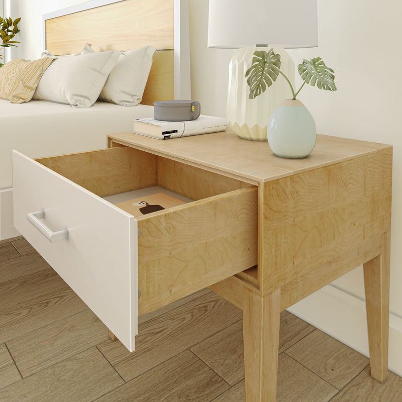 220001-102 : Nightstand Duo 1 Drawer Nightstand, White/Birch