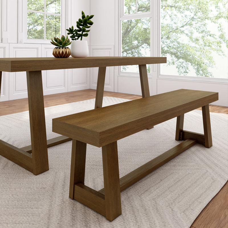 230120-197 : Dining Bench Classic Dining Bench, Pecan Wirebrush