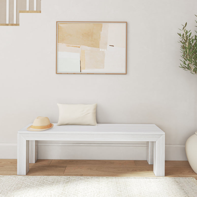 230220-192 : Dining Bench Modern Dining Bench, White Wirebrush