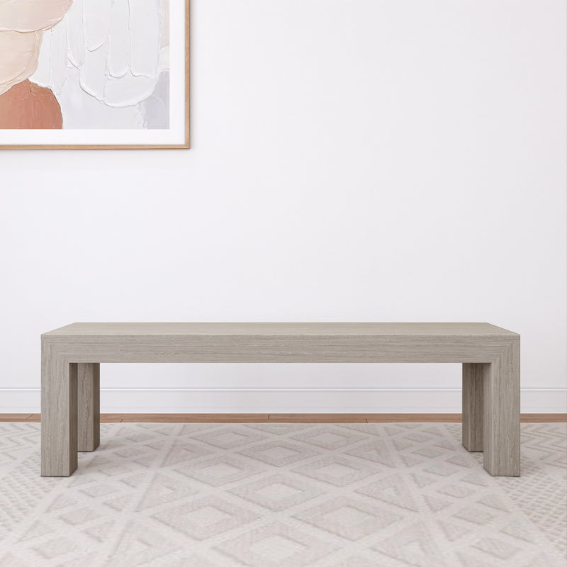 230220-199 : Dining Bench Modern Dining Bench, Seashell Wirebrush