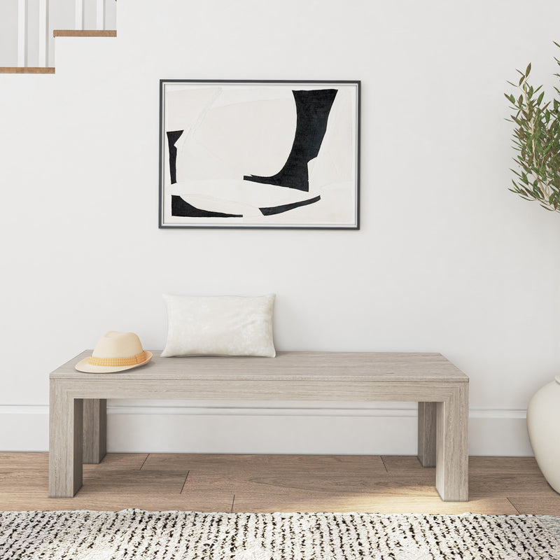 230220-199 : Dining Bench Modern Dining Bench, Seashell Wirebrush