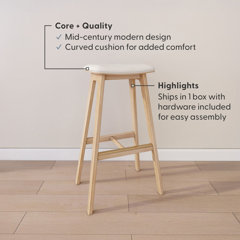 3600353500-413 : Bar Chair Beryl Upholstered Bar Height Stool (30in), Blonde/Sesame PU Leather