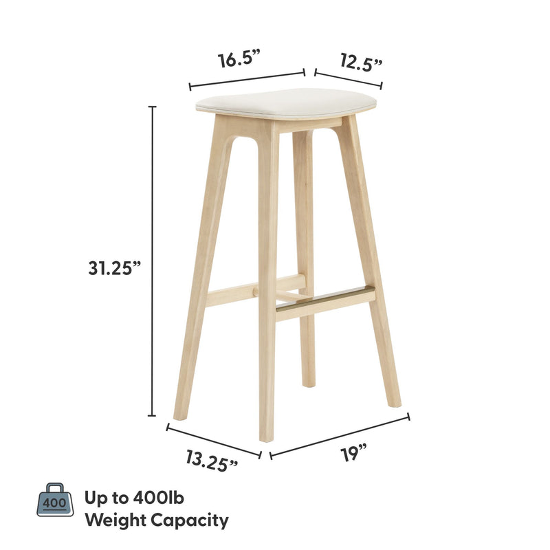 3600353500-413 : Bar Chair Beryl Upholstered Bar Height Stool (30in), Blonde/Sesame PU Leather