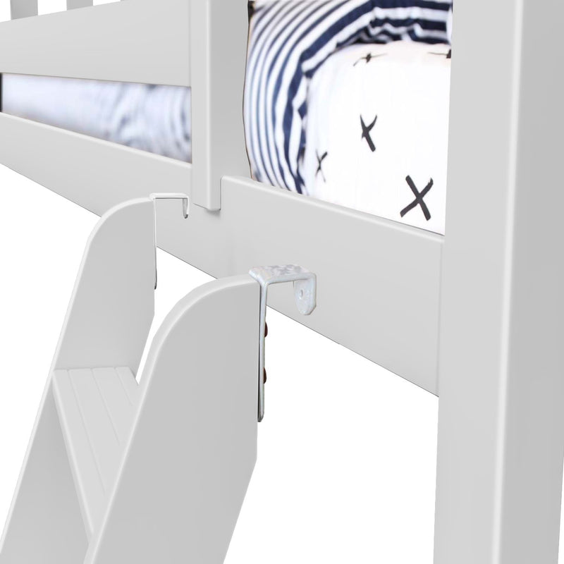 71-885-002 : Loft Beds Twin Play Loft with Red/Blue/White Curtain, White
