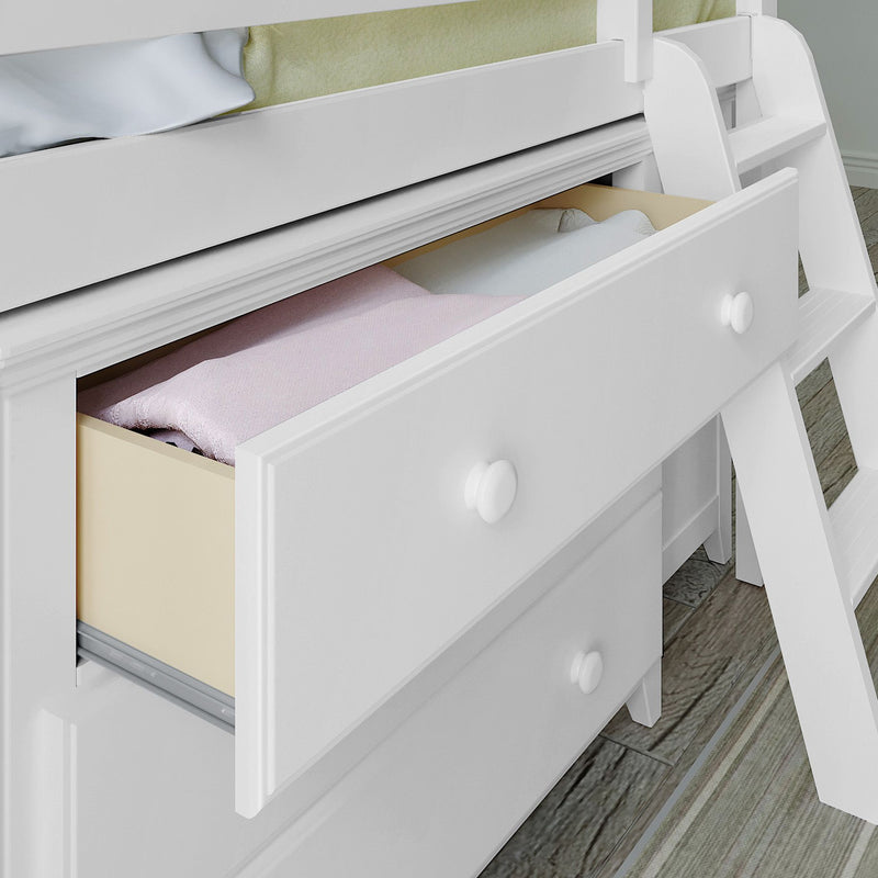 71S-L3D3DDK-002 : Loft Beds Twin Storage Loft Bed with Two Dressers and Desk, White