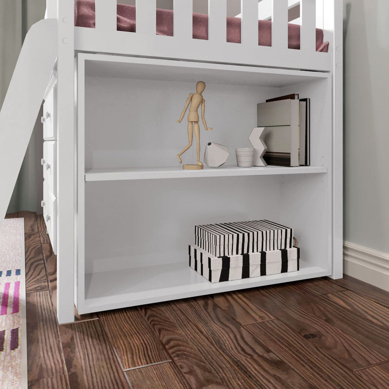 71S-L3DBKDK-002 : Loft Beds Twin Storage Loft Bed with Dresser, Bookcase and Desk, White