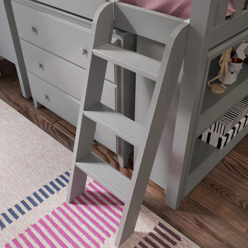 71S-L3DBKDK-121 : Loft Beds Twin Storage Loft Bed with Dresser, Bookcase and Desk, Grey