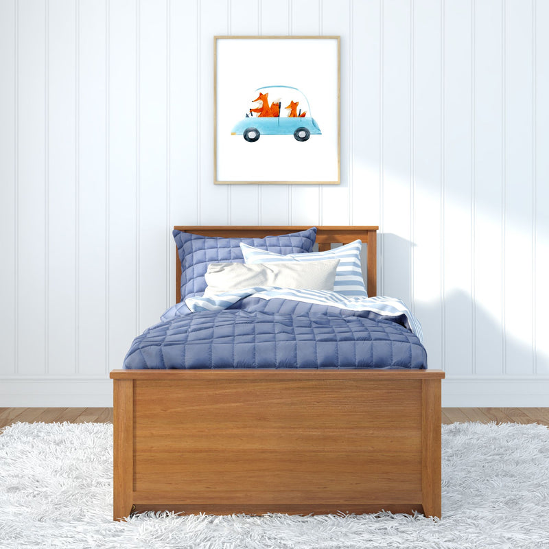 71S-TBEDTR-007 : Single Beds Twin-Size Platform Bed With Trundle, Pecan