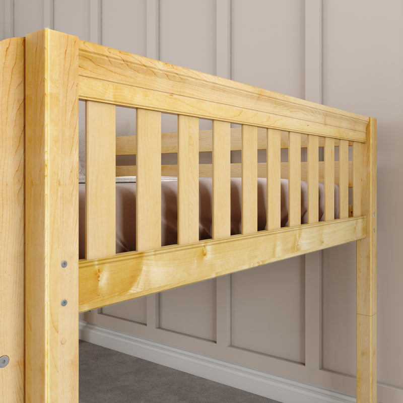AMAZING NS : Loft Bed Full Low Loft Bed with Slide and Straight Ladder on Front, Natural Birch Slats