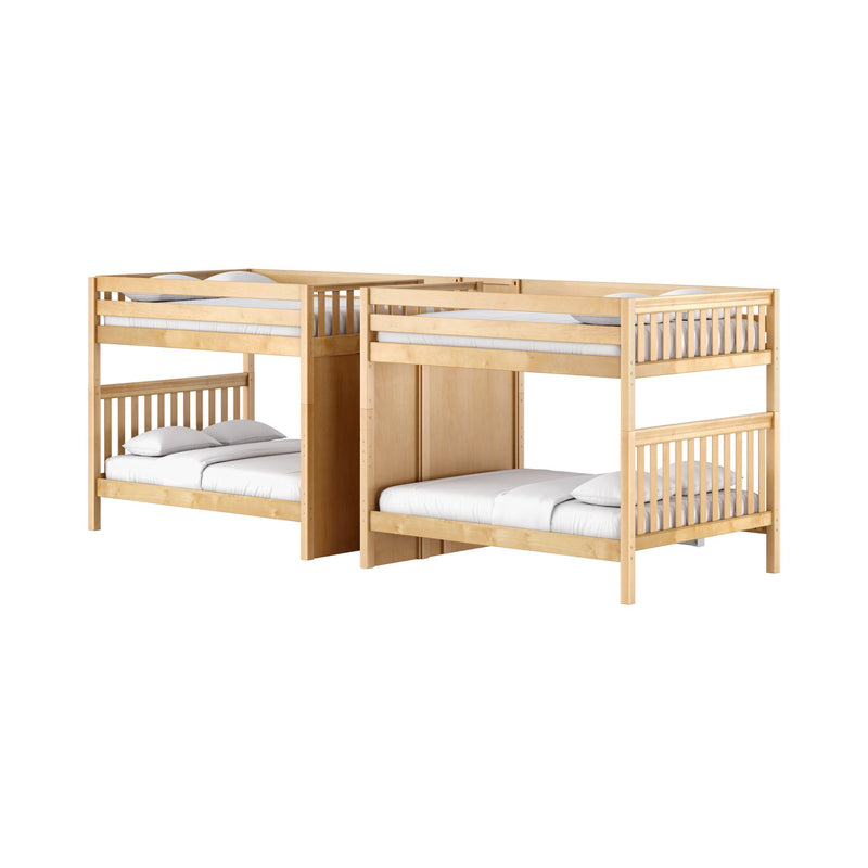 DIRECTOR XL NS : Quad Bunk Classic High Queen Quad Bunk Bed with Stairs in Middle, Natural Birch Slats
