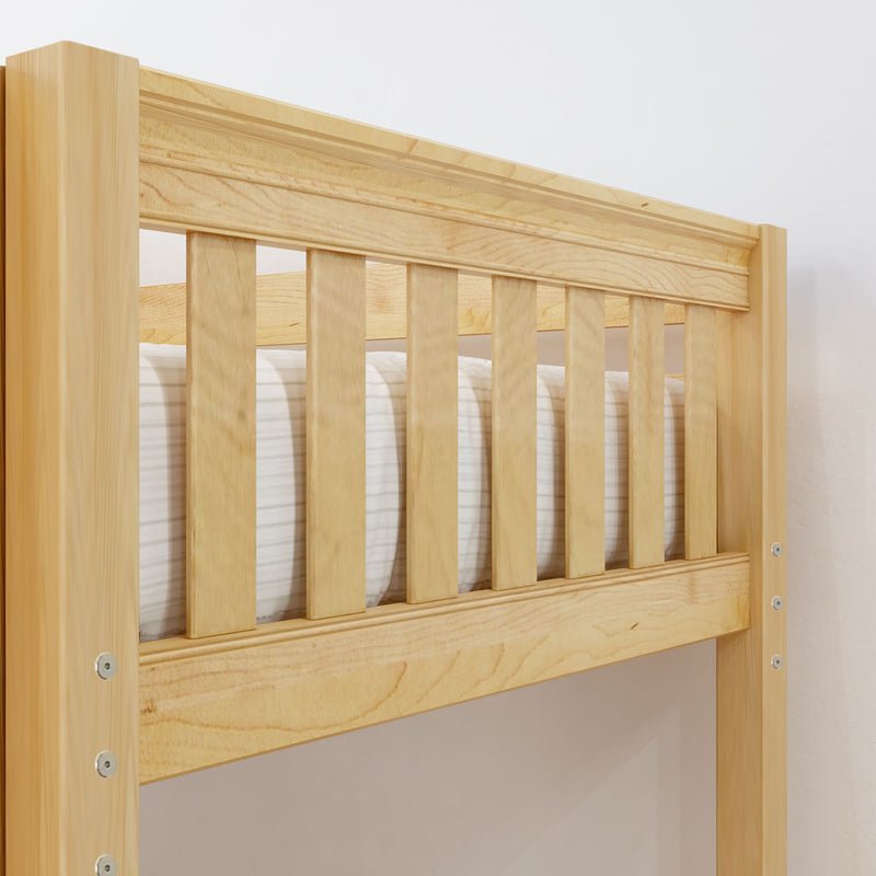 GRAND1 NS : Loft Bed Full High Loft Study Bed with Long Desk and Straight Ladder on Front, Natural Birch Slats