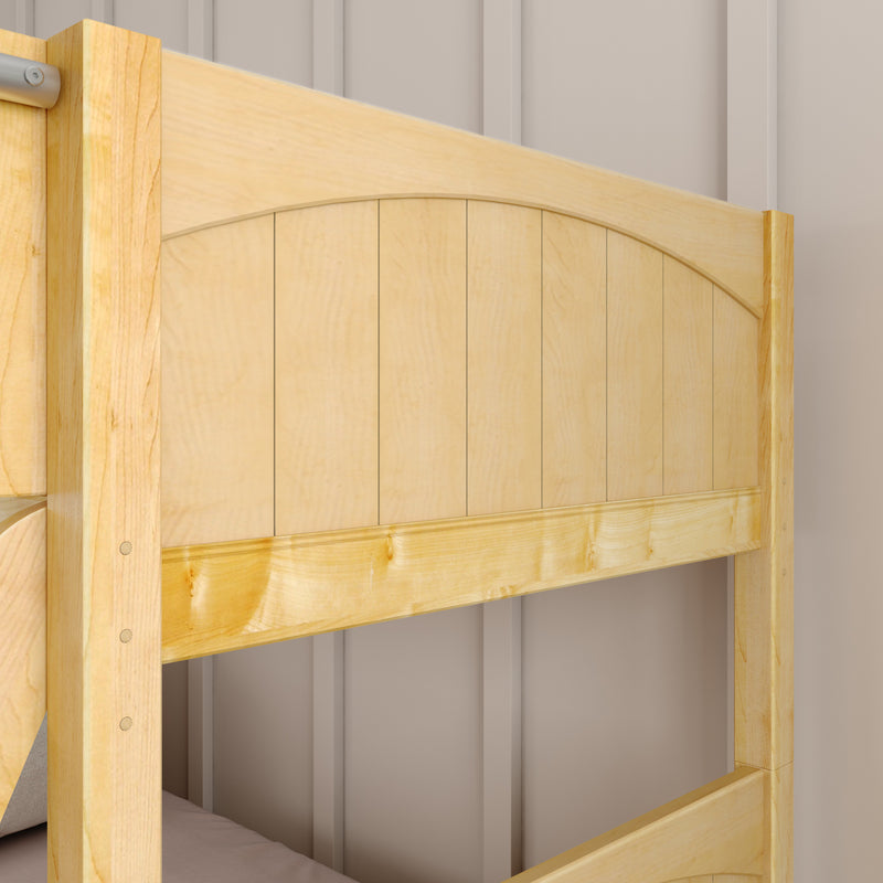 HAPPY XL NP : Bunk Bed Classic Mid Twin XL Bunk Bed with Slide and Angled Ladder on Front, Natural Birch Panel
