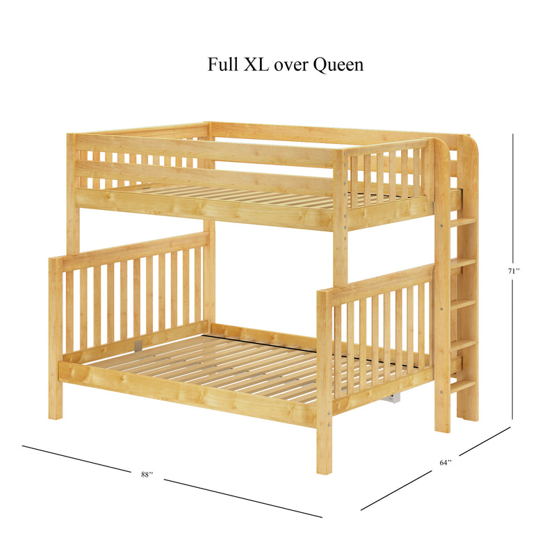 POSH XL 1 NS : Bunk Bed High Full XL over Queen Bunk Bed, Slat, Natural