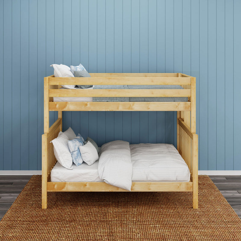POSH XL 1 NS : Bunk Bed High Full XL over Queen Bunk Bed, Slat, Natural