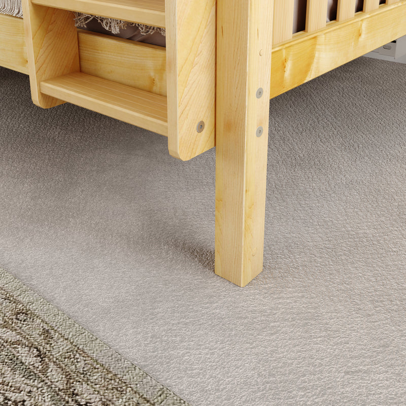 SLICK NS : Bunk Bed Classic Mid Twin over Full Bunk Bed with Slide and Angled Ladder on Front, Natural Birch Slats