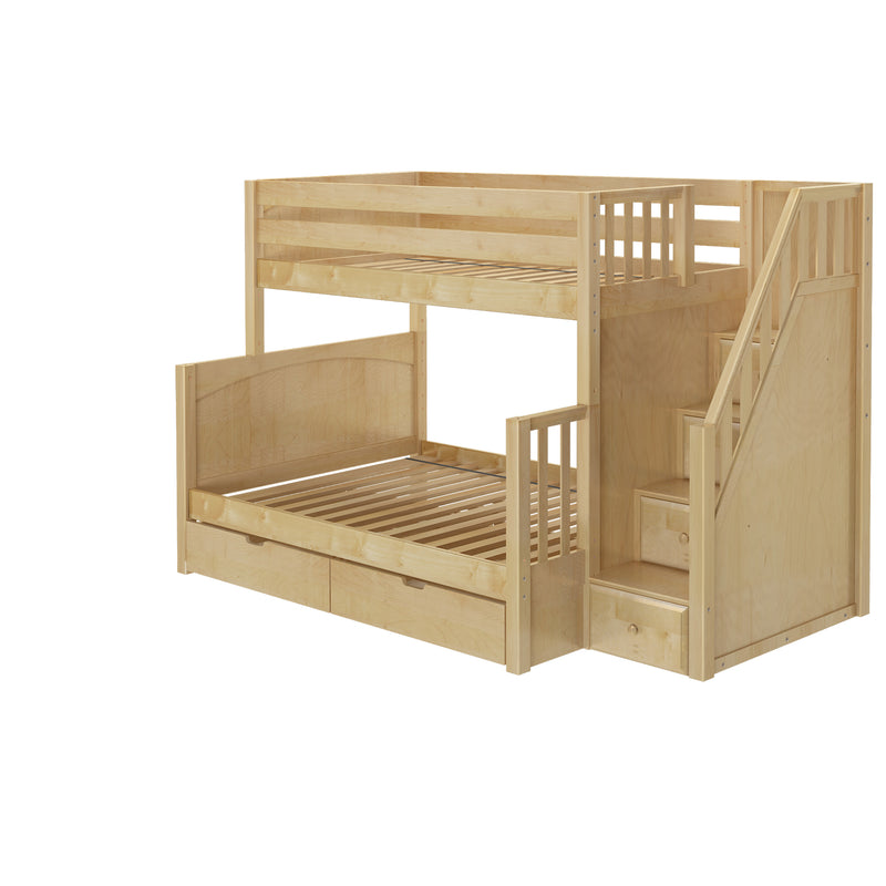 SUMO UD NP : Bunk Bed Medium Twin over Full Bunk Bed with Stairs and Underbed Storage Drawer, Panel, Natural