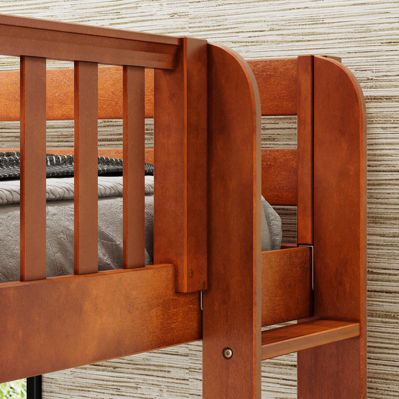 TRIFID 1 CP : Corner Loft Bunk Twin Mid Corner Loft Bunk with Two Straight Ladders on End, Chestnut Panel