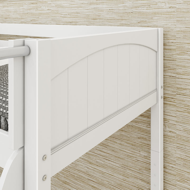 TRIUNITY XL WP : Corner Loft Bunk Twin XL over Full XL + Twin XL Medium Corner Loft Bunk with Angled Ladder and Stairs on Left, Panel, White