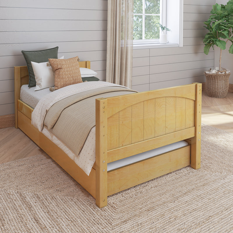 1000 TR NP : Starter Bed Twin Basic Bed with Trundle - Low, Panel, Natural