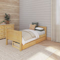 1000 UU NP : Starter Bed Twin Basic Bed with Underbed Dresser - Low, Panel, Natural