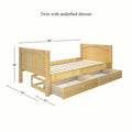 1000 UU NP : Starter Bed Twin Basic Bed with Underbed Dresser - Low, Panel, Natural