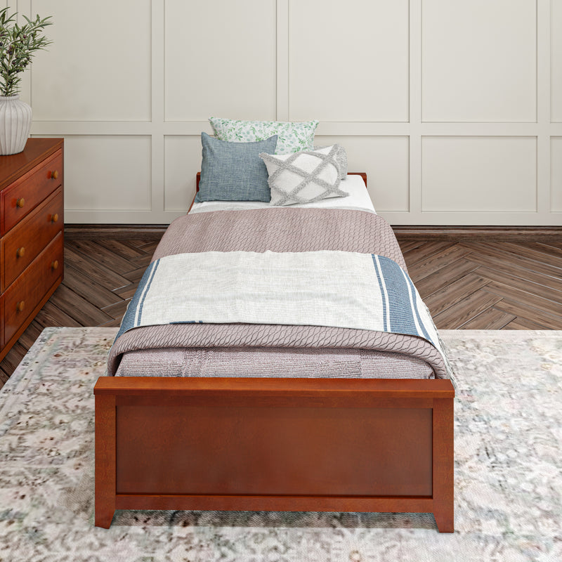 1075 XL TR C : Starter Bed Twin XL Platform Bed with Trundle, Chestnut
