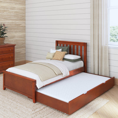 1160 TR CS : Starter Bed Twin Traditional Bed with Trundle, Slat, Chestnut