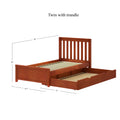 1160 TR CS : Starter Bed Twin Traditional Bed with Trundle, Slat, Chestnut