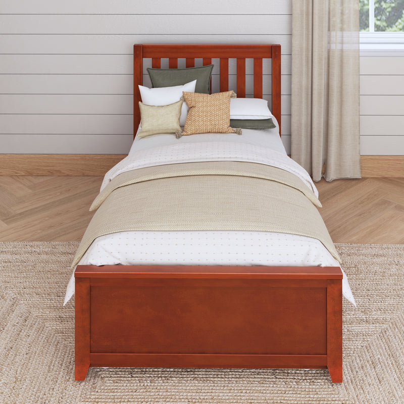 1160 TR CS : Starter Bed Twin Traditional Bed with Trundle, Slat, Chestnut