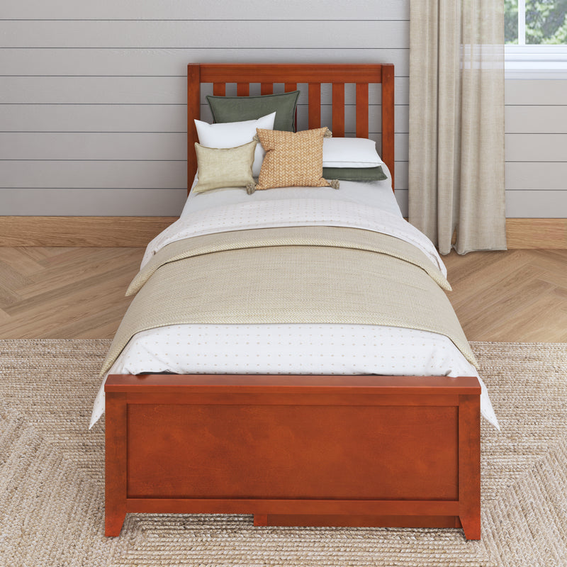 1160 UU CS : Starter Bed Twin Traditional Bed with Underbed Dresser, Slat, Chestnut