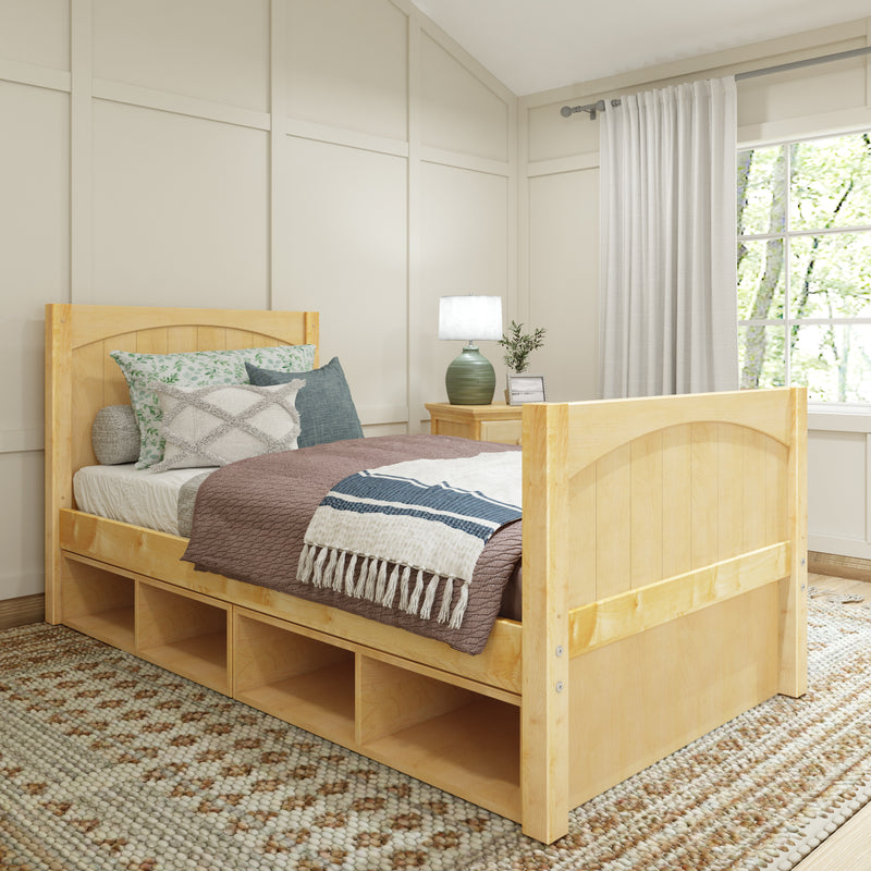 1180 CC NP : Starter Bed Twin Traditional Bed with Cubbies, Panel, Natural