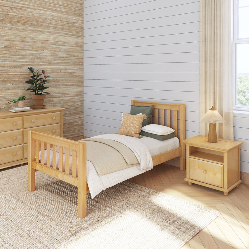 1180 NS : Starter Bed Natural Birch Twin Starter Bed, High Slats/Low Slats