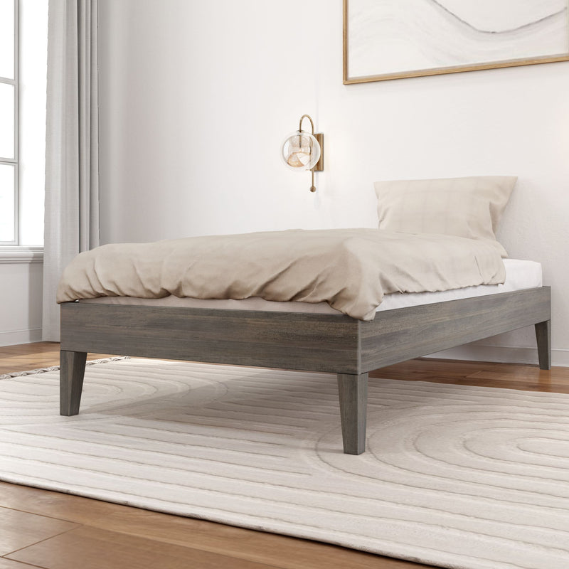 130220-185 : Single Beds Twin-Size Platform Bed, Driftwood
