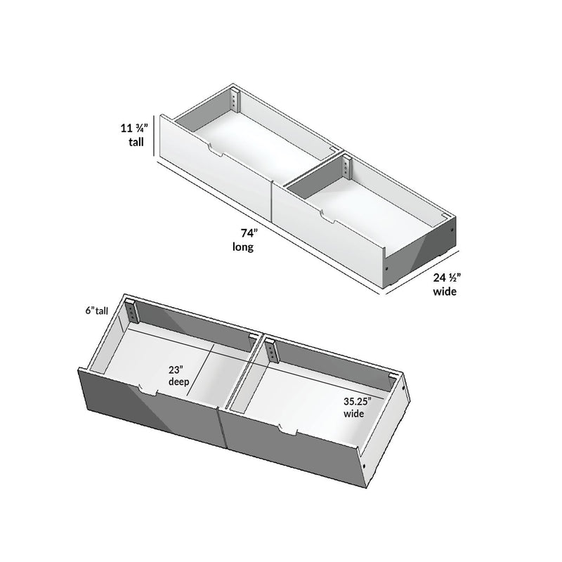 175262-131 : Component 2 Underbed Storage Drawers w/ Rubber Castors, Blue