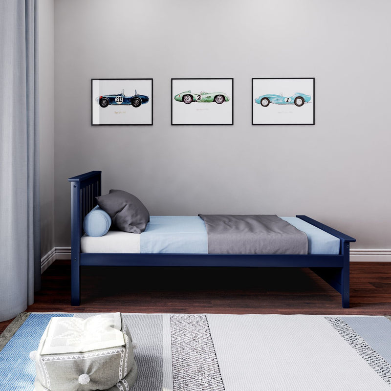 177210-131 : Single Beds Twin Bed w/ Slat HB & Foot Panel incl. Slat Roll, Blue