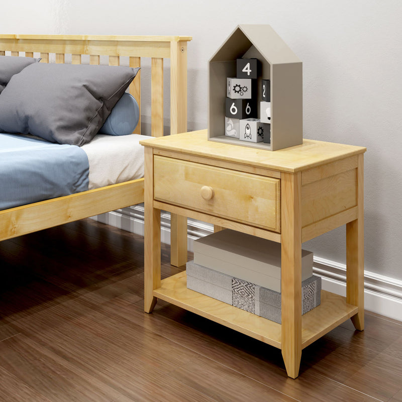 180001-001 : Nightstand Nightstand with Drawer and Shelf, Natural