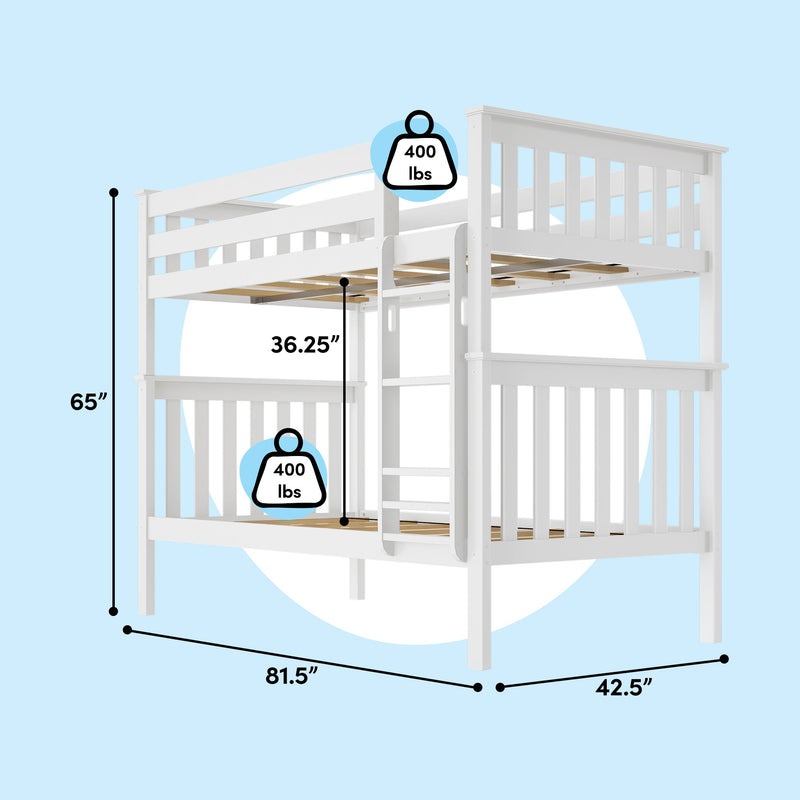 180201-002 : Bunk Beds Twin Over Twin Bunk Bed, White