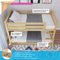 180214-001 : Bunk Beds Twin Over Twin Low Bunk Bed, Natural