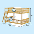 180214-001 : Bunk Beds Twin Over Twin Low Bunk Bed, Natural