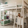 185218-002 : Loft Beds Twin-Size High Loft Bed With Bookcase & Desk, White