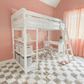 185218-002 : Loft Beds Twin-Size High Loft Bed With Bookcase & Desk, White
