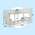 185220-002 : Bunk Beds Twin Over Twin Low Bunk Bed With Staircase, White