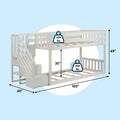 185220-002 : Bunk Beds Twin Over Twin Low Bunk Bed With Staircase, White